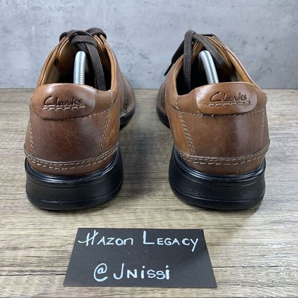 Clarks Collection~Men’s~Brown Leather Soft Cushion Oxford Shoes~Size 10.5 W - Picture 4 of 8